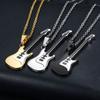 Jewelry Stainless Steel Music Guitar Necklace Pendant Chain