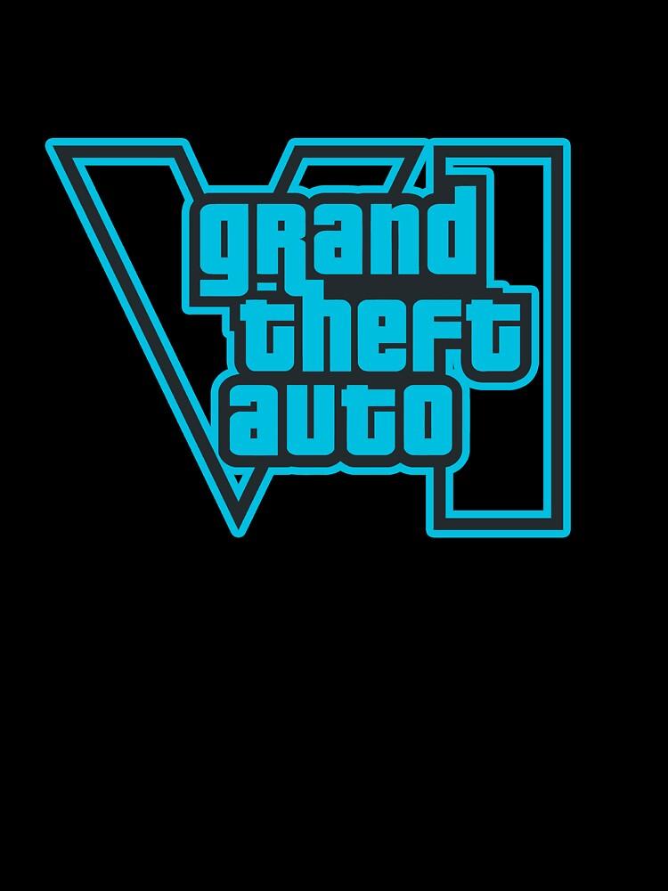 Grand Theft Auto GTA 6 Grand Theft Auto 6 Vice City Logo Cool Blue Oversized T-Shirt