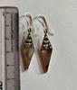 925 Sterling Silver Oxidized Danglers Earrings with Mother of Pearl, Long Linear Earring, Cutwork FREE SHIP, 4.03 gm