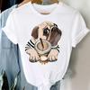 Women Dog Coffee Love Pet Print Clothing Short Sleeve Casual Tee Top Summer Fashion Tshirt Lady Female Graphic T-shirt
