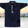 2024 Мужская футболка-поло большого размера с длинным рукавом - деловой офисный тренд, большой хлопковый топ с лацканами для крупных и высоких