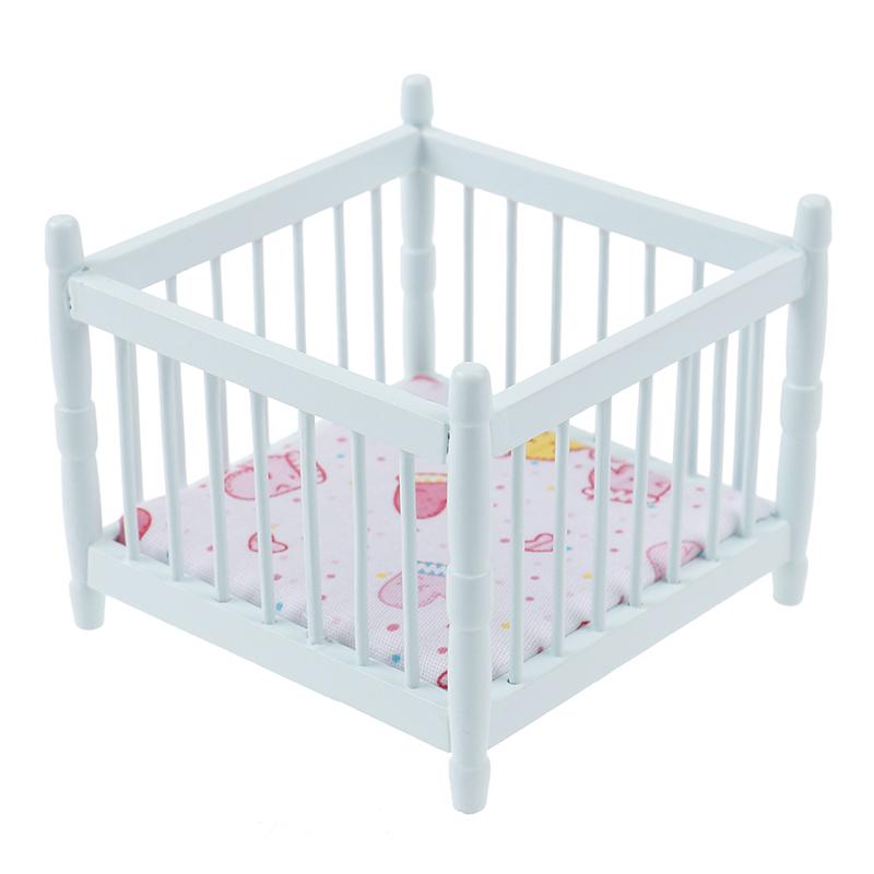 1:12 Миниатюрная кукольная кроватка Деревянная колыбель Мебель для детской комнаты Модель