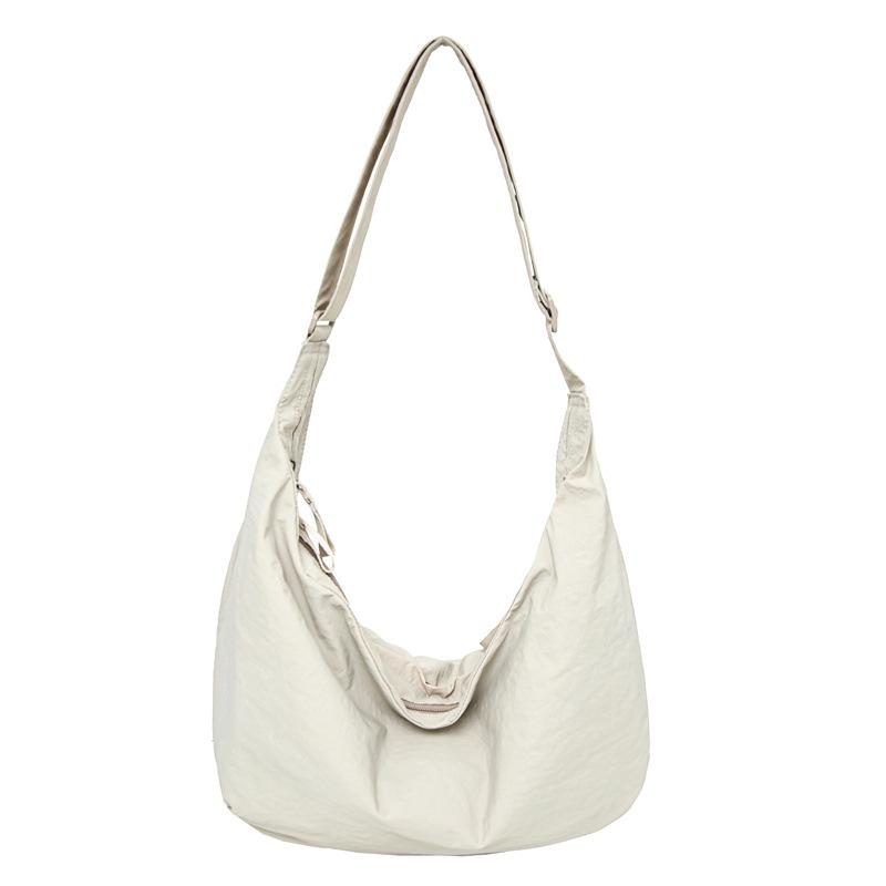 New Product Simple Solid Color Nylon Cloth Dumpling Bag Large Capacity Light Leisure Versatile Commuter Travel Messenger Bag