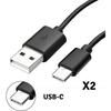 Lot of 2 USB-C Charger Cables Black [Compatible Huawei P30 - P30 PRO - P30 LITE] USB-C Type Cable Measures 1 Meter [Phonillico®]