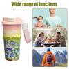 Thermal Mug 500ml Insulated Travel Mug Flower Pattern Double Drink Modes Water Bottle With Lanyard And Lid Leak-Proof Cup For