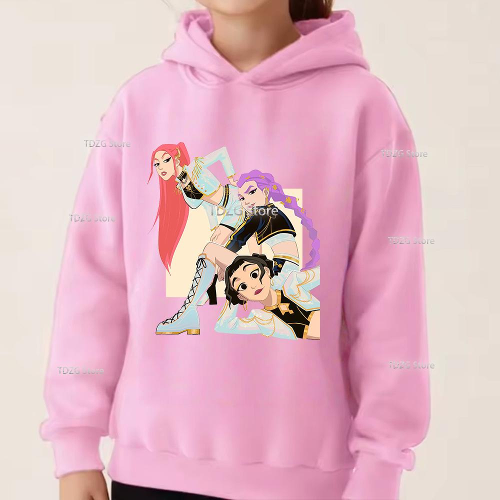 Толстовки и свитшоты Детская мода Девичья группа K-Pop Охотник на демонов Принт Повседневный Спортивный Мальчик Девочка Флис Пуловер Худи Детская одежда с длинным рукавом