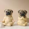 Meditating Dog Figurine Resin French Bulldog Statue Yoga Puppy Animal Sculpture Home Office Desktop Garden Decoration Ornament