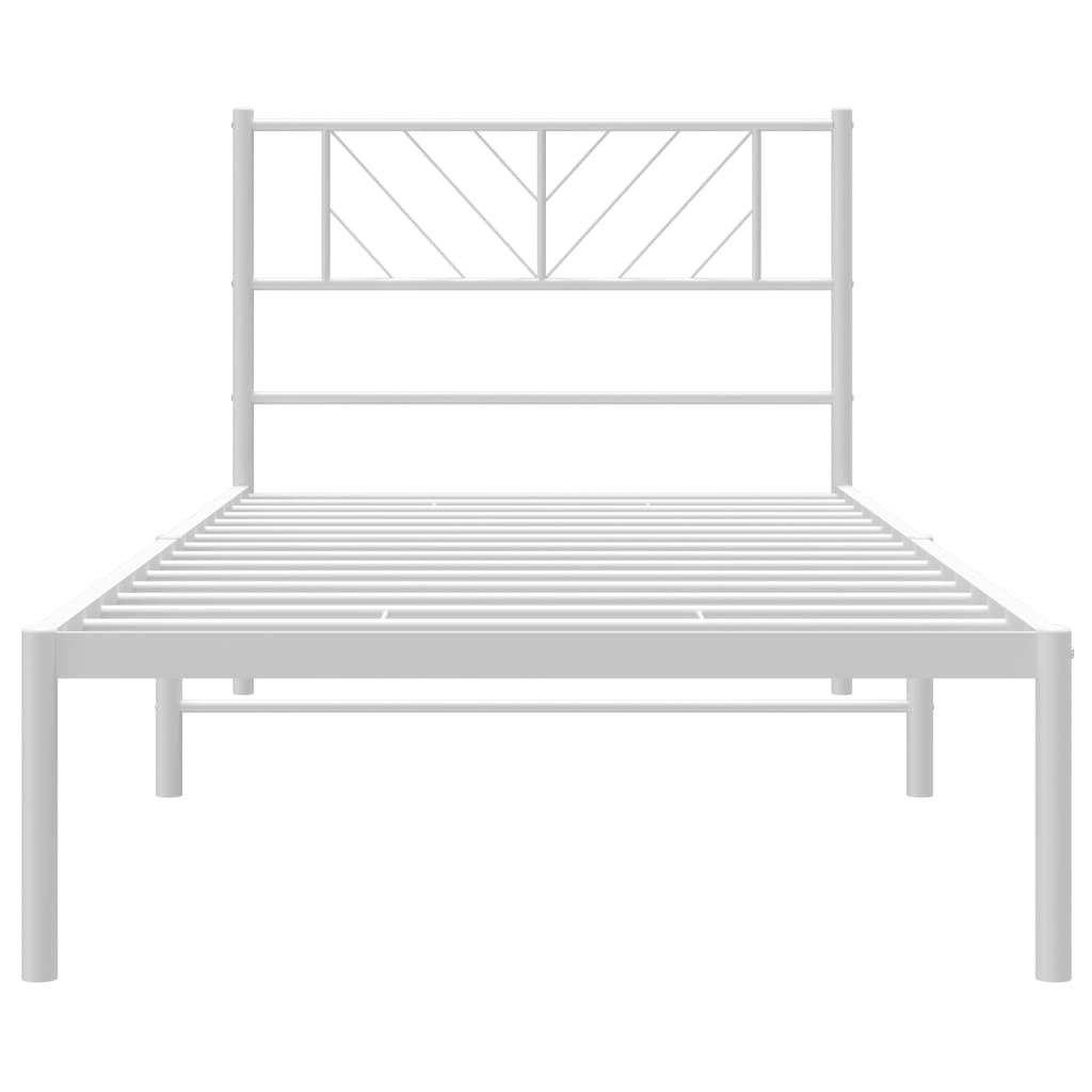 Metal Bed Frame with Headboard White 90x200 cm