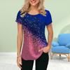 Модная женская футболка с синим градиентным принтом, забавная повседневная футболка с круглым вырезом и короткими рукавами, летняя женская футболка