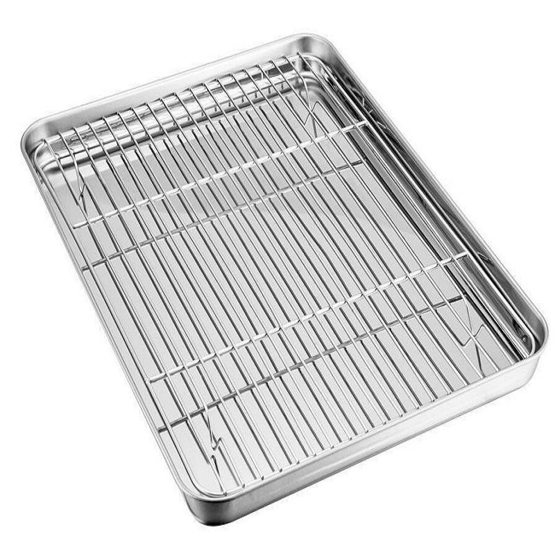 Противень для выпечки со съемной решеткой для охлаждения, набор из нержавеющей стали, противень для выпечки, нетоксичный, используется для духовки, противень для барбекю, можно мыть в посудомоечной машине