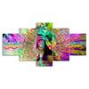 Abstract Buddha Thinking Vivid Psychedelic Scenery 5 Piece Five Panel Wall Canvas Print Modern Art Poster Home Decor Gift For Him For Her