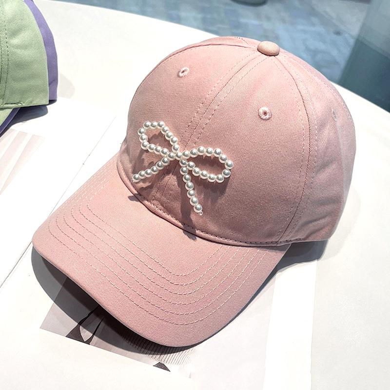 Нежная бейсбольная кепка для девочек, женская повседневная кепка с жемчужным бантом для занятий спортом, в спортзале, в горах, для кемпинга, активного отдыха на свежем воздухе