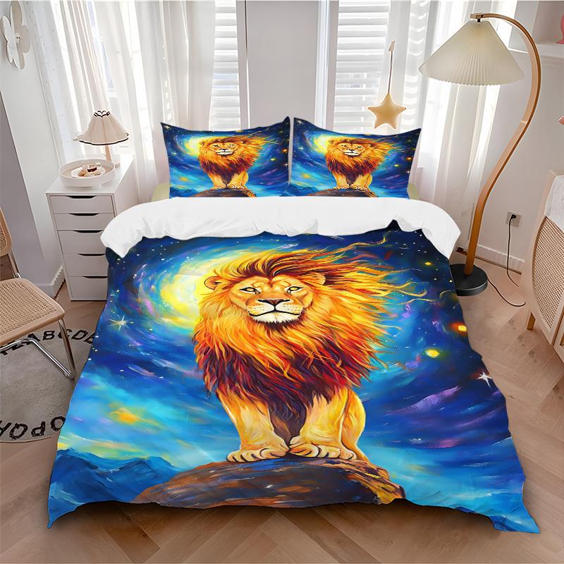 3pcs Lion, Fantasy Art Duvet Cover Set, Soft Comfortable Duvet Cover,Guest Room (1*Duvet Cover + 2*Pillowcase, Without Core) yy251104101