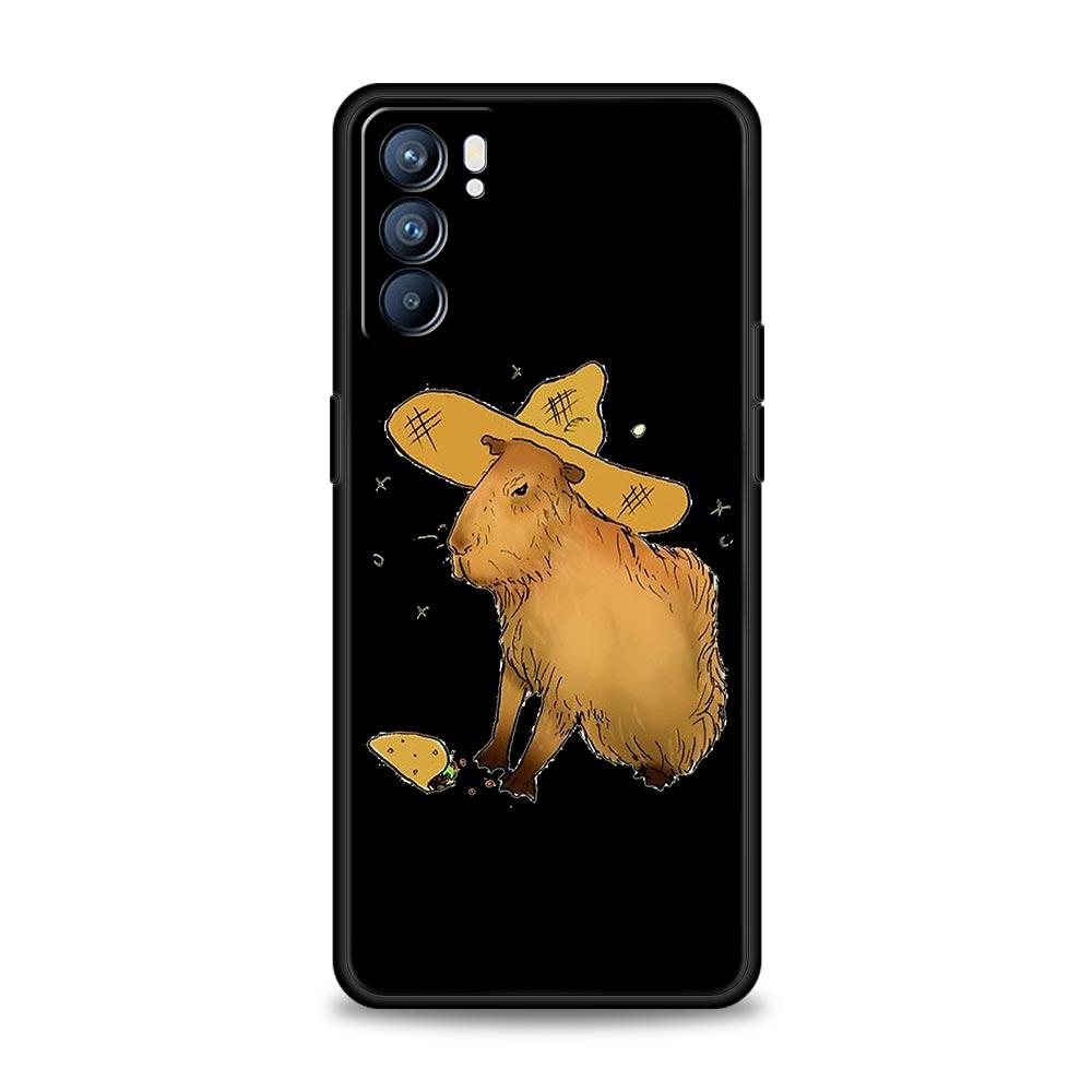 Cute Cartoon Capybara Case For Oppo Find X6 Pro X5 A54 A53 A52 A9 2020 A15 A95 A17 A16 A76 A74 A57 Reno7 Reno6 Pro Plus 5G Cover