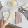 Женские весенне-летние тонкие литературные носки-гольфы с маленькими цветочками и милым бантиком, без косточек, с закрученным краем
