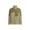 Color Block Logo Print Hooded Zip Long Sleeve Jacket Men Jacket Olive-Green HN4536