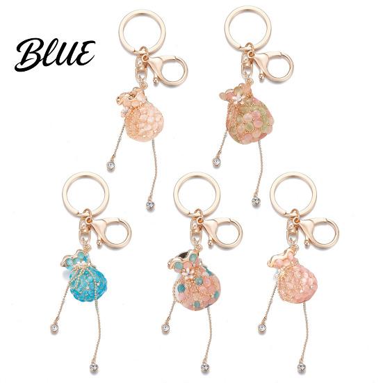 Colorful Tassel Keychain Money Bag Rhinestone Design Lucky Shape Key
