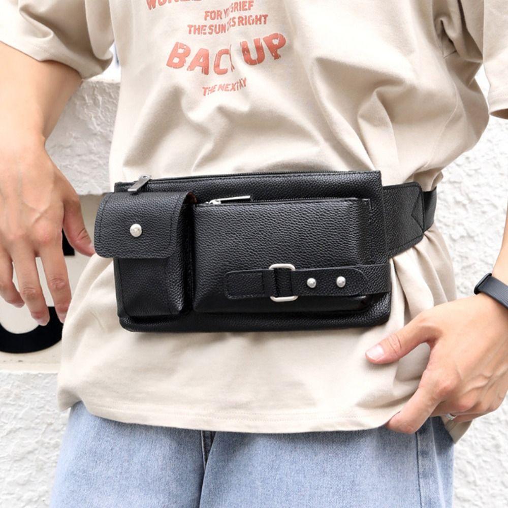 Водонепроницаемая мужская кожаная поясная сумка, регулируемый ремень, поясная сумка из ПУ кожи, для улицы