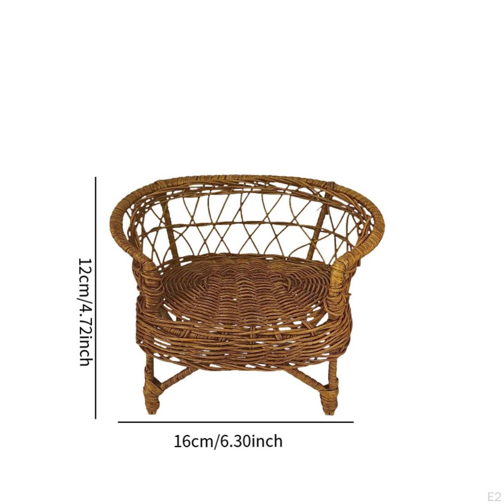 1:12 Doll House Rattan Chair ,Miniature Craft ,Ob11 Wicker Accessories ,