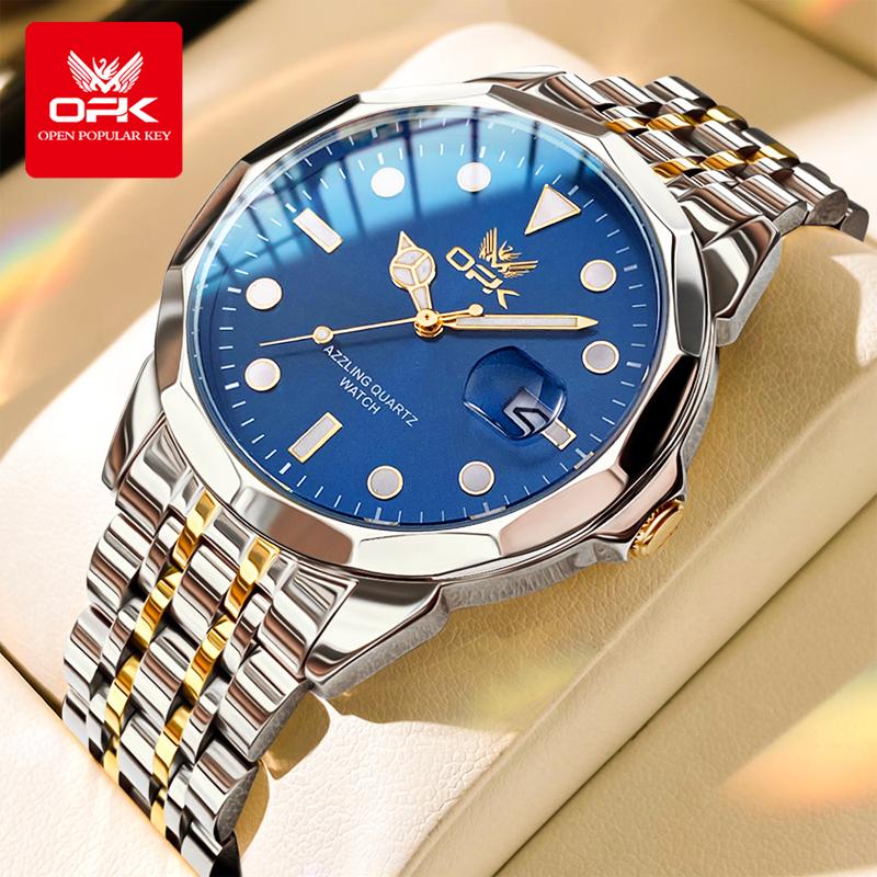 OPK 8170 Brand Men's Watches Business Dress Wristwatch for Man 30M Waterproof Stainless Steel Luminous Luxury Men Quartz Watch