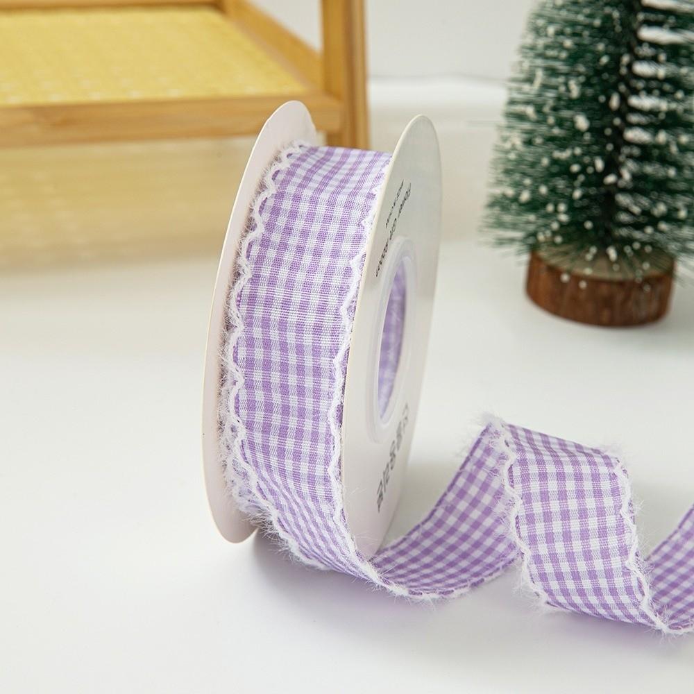 1cm Width Gingham Plaid Ribbon 2.5cm Width Fabric Binding Tape Wavy Edge Ribbon For Gift Box