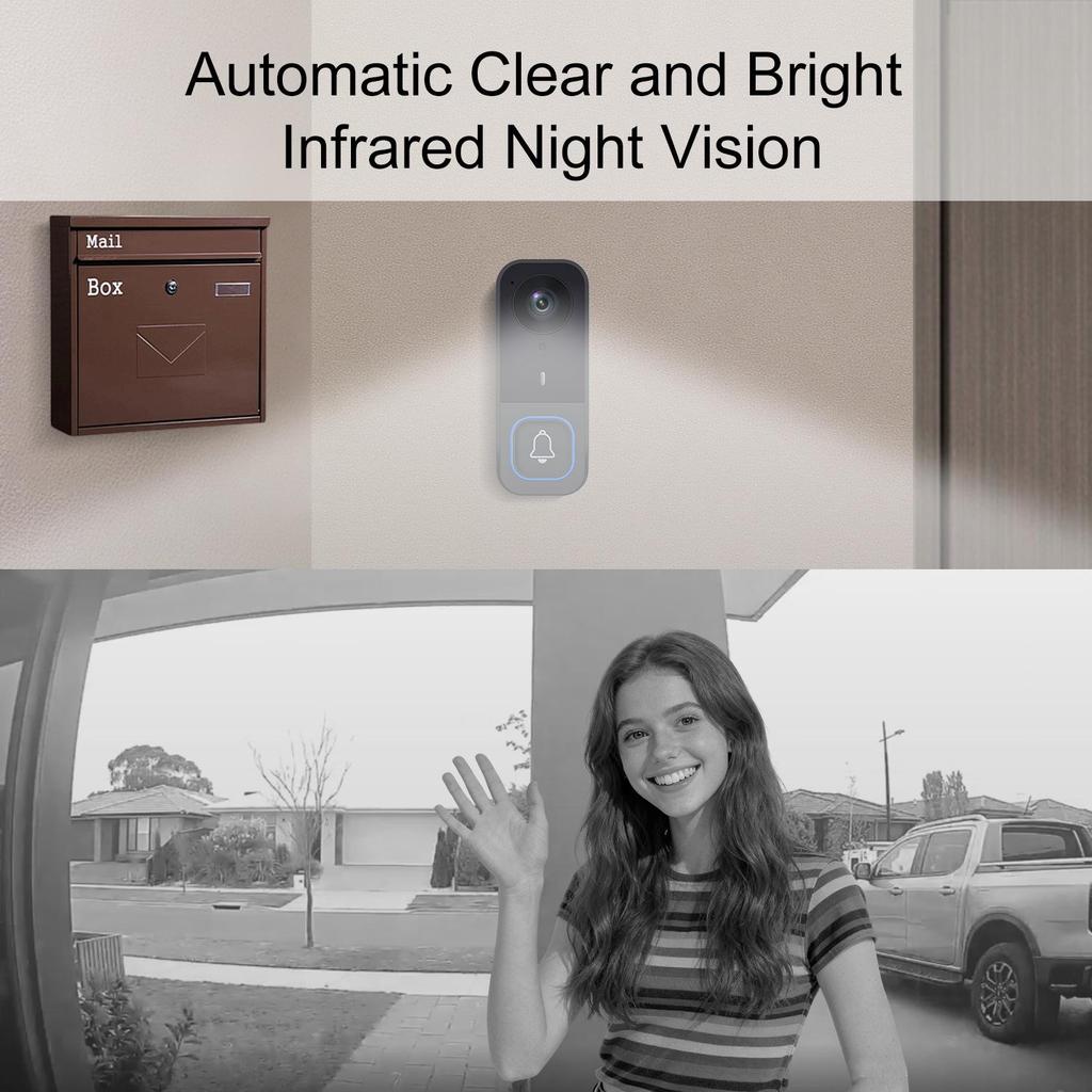 HD Smart Doorbell Camera with Screen & Humanoid Detection for Outdoor Intercom and Home Surveillance