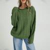 Women's Cable Knit Sweater Long Sleeve Round Neck Pullover Color Casual Top