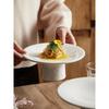 High Feet Ceramic Dinner Plates Fruit Plate White Round Salad Dessert Cake Snack Tray Decorative Plates Tableware Display Stand