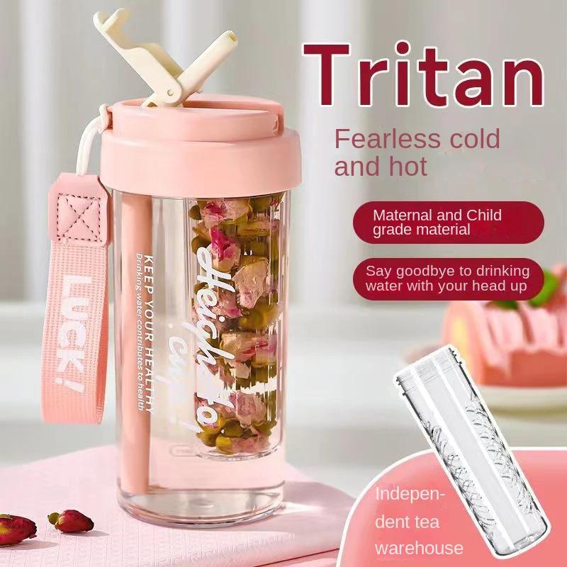 Летний портативный стакан для воды 600 мл спортивная бутылка для воды пищевой материал тритан стакан для воды женский стакан с соломинкой удобный стакан