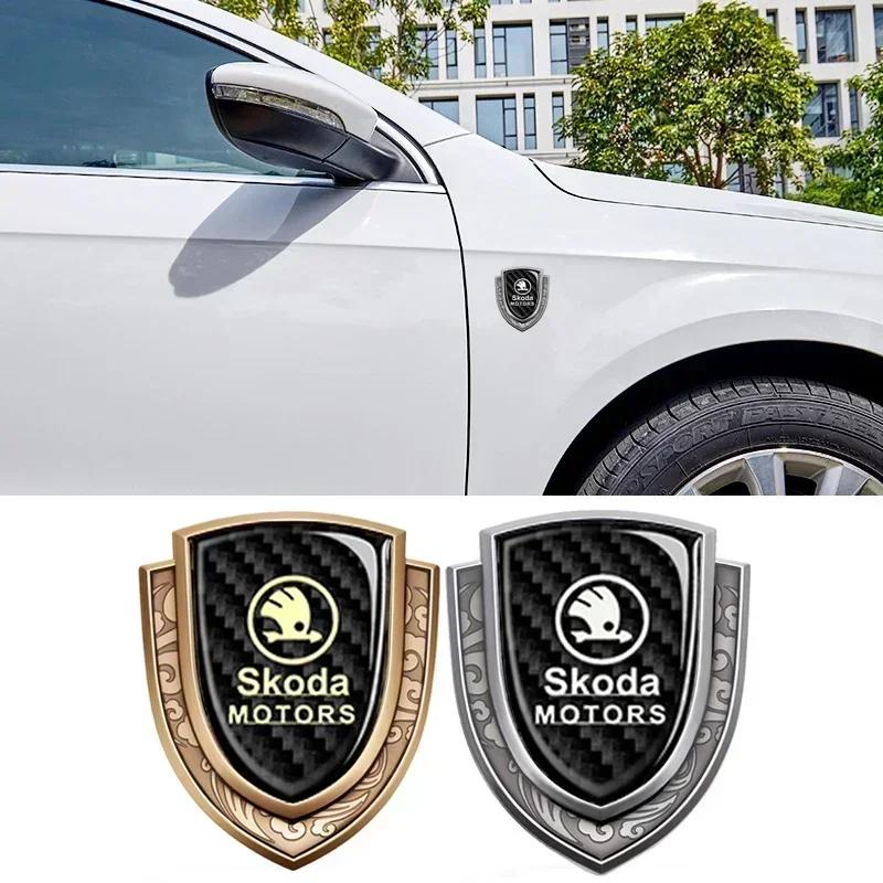 WMZW4 3D Car Window Sticker Exterior for SKODA Emblem Superb 3 Fabia 1 Kodiaq Octavia A7 A5 Karoq RS Yeti Side Decals Alloy Logo Badge