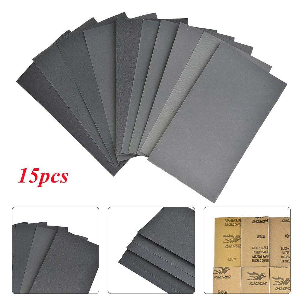 15Pcs Sandpaper Silicon Carbide Replacement Paint Car Body Accessories