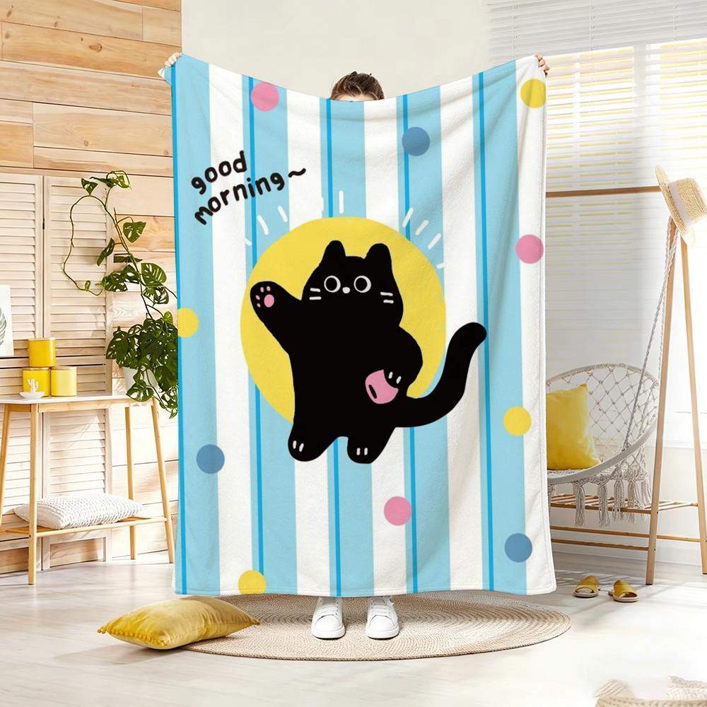 Арт C-Cute Полосатый Котенок Повседневное Плед Легкий 240 г Фланелевое Одеяло Мягкое Для Кожи Для Летнего Охлаждения
