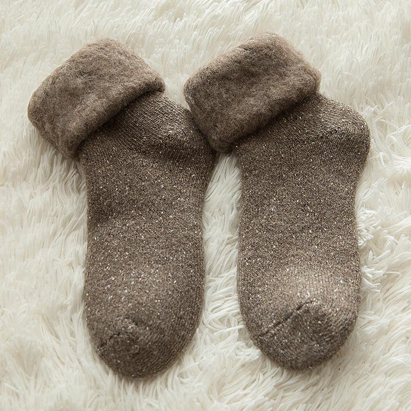 Women’s Extra Thick Fleece-Lined Terry Wool Socks - Warm, Cold Resistant Mid-Calf Snow Socks