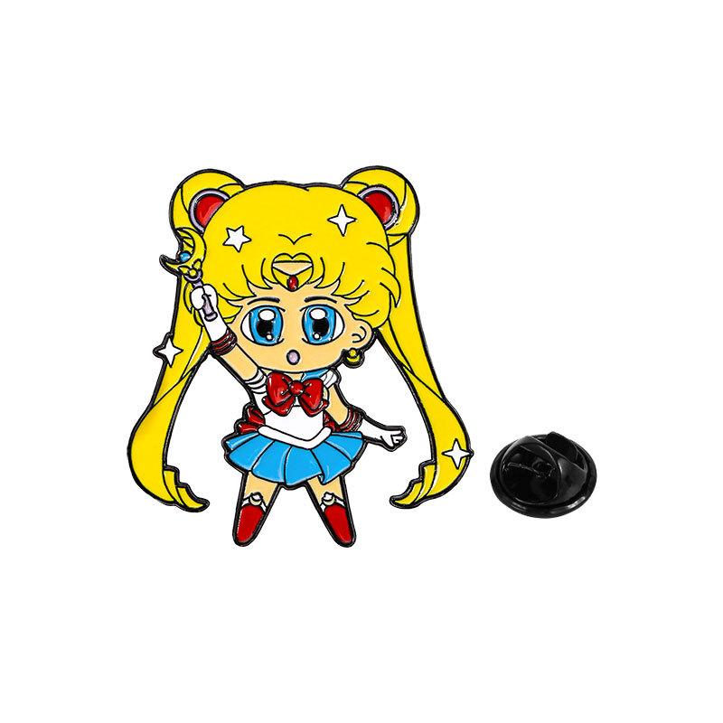 Anime Peripheral Brooch Sailor Moon Hare Cartoon Cute Girl School Bag Decoration Dripping Oil