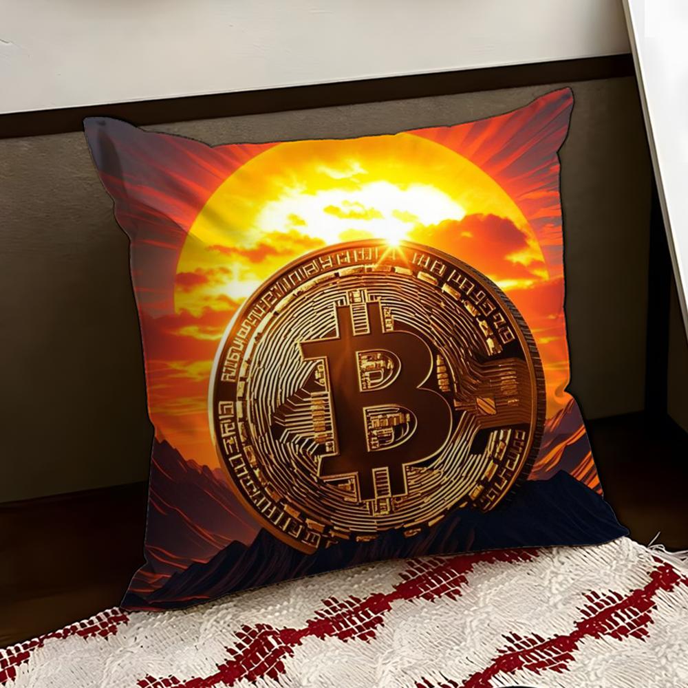 BBitcoin Криптовалюта Btc Наволочка Двусторонняя Мягкая Прочная Подушка Чехол для Дома Автомобиля Многосценарное Использование для Ежедневного Комфорта