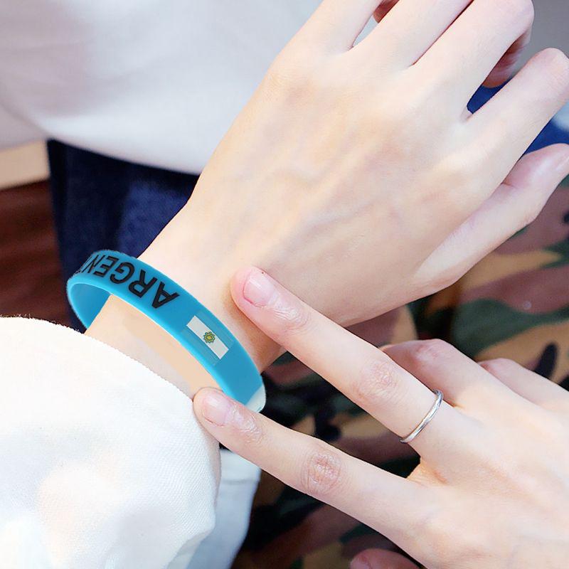 2 шт., браслет с флагом Аргентины, флаги стран, силиконовый браслет для мужчин и женщин, эластичная резинка, спортивный ремешок на запястье для футбольных фанатов, модные аксессуары