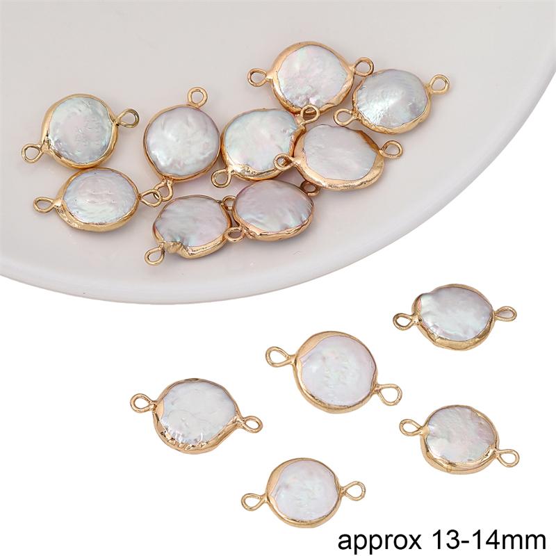 Натуральный пресноводный жемчуг, неправильная форма, золотая окантовка, двойные подвески для DIY ожерелья, браслета, серег, изготовления ювелирных изделий