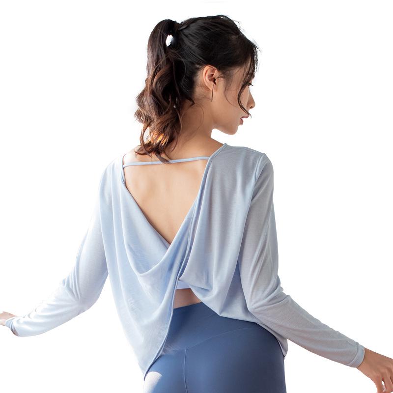 Элегантные женские топы для йоги с открытой спиной и длинными рукавами - Идеально подходят для фитнеса и танцев весной и осенью