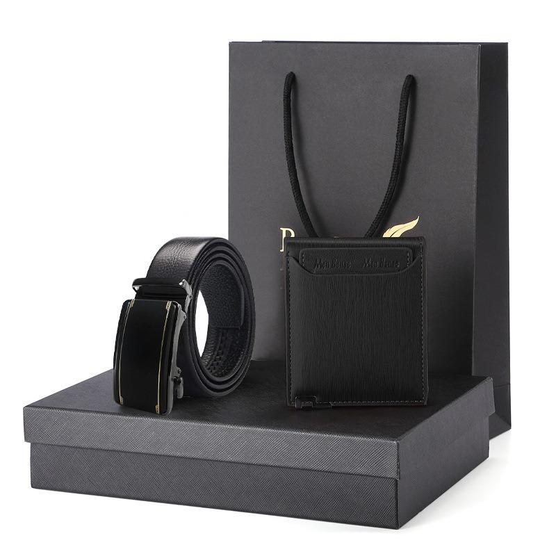 Отсутствие свиная кишка ремень кошелек подарочный набор подарочная коробка мужской кошелек из натуральной кожи короткий кошелек из коровьей кожи мужской ремень