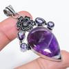 Natural Sage Amethyst, Amethyst 925 Sterling Silver Jewelry Pendant 2.60" F5d68