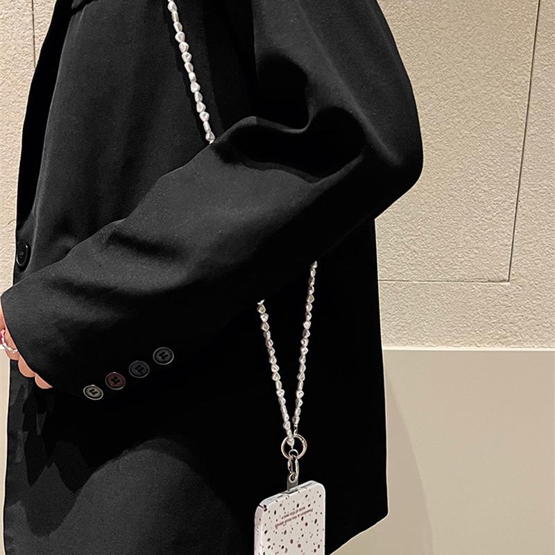 Шнурок для мобильного телефона 120 см, женский кроссбоди, на запястье, цепочка из бусин, цепочка из плоского жемчуга, ремешок-слинг против потери, клипса для ремешка для телефона