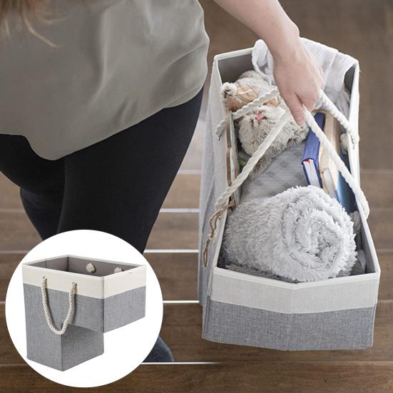 Ручка корзины Большая портативная хлопковая веревка Складная вместимость лестницы Прочная ткань с ковровым покрытием Деревянное покрытие