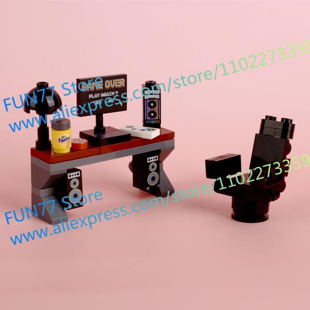 Городской MOC Строительный Блок Пишущая машинка Радио Игровая консоль Компьютерная клавиатура Диспенсер для воды Бильярдный стол Банкомат Детские DIY Игрушки Подарок N34