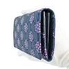 Длинный кошелек Inden с монетой, гортензия, темно-синий x фиолетовый бязь x серый лак 8005 [Indenya] кошелек, оленья кожа, мисо, узор,
