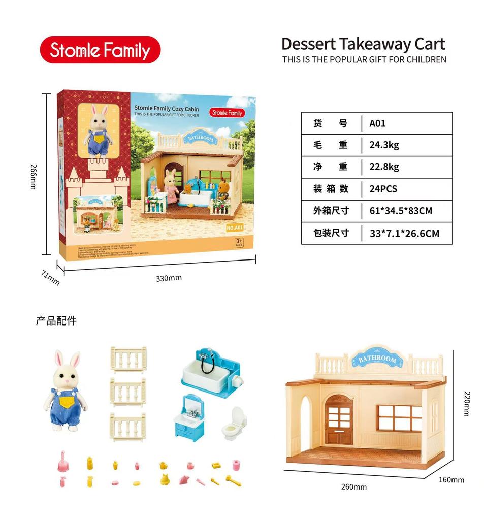 Forest Villa Set Toys Forest Animals Family Mini Furniture Model Living Room Bedroom Tv Refrigerator Ornament