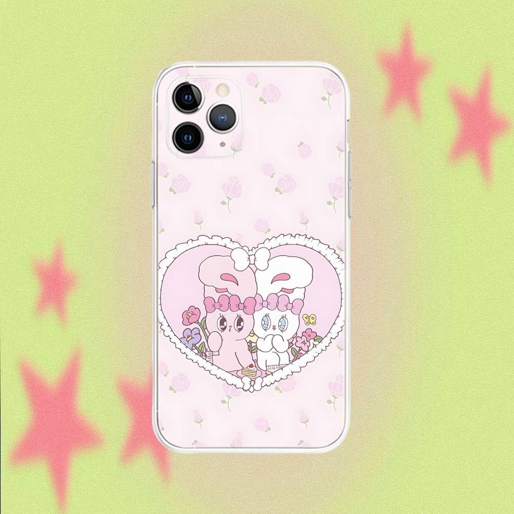 Esther Bunny Cute For iPhone 17,16,15,14,13,12,11,Air,X,XR,Pro,Max,Plus Transparent Clear Cover