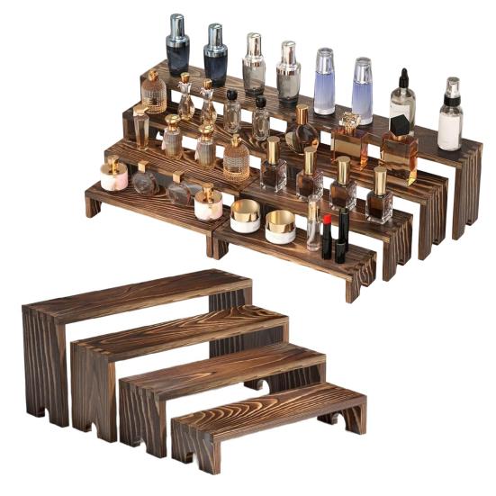 Набор из 4 шт./компл. Деревянная многоярусная подставка-витрина 4-ярусная подставка-органайзер для парфюмерии в деревенском стиле, подставка-полка для десертов, специй, фигурок