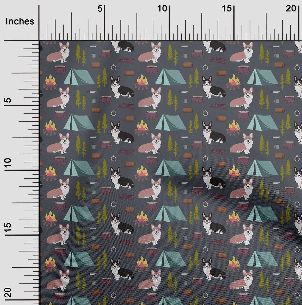 oneOone Ткань Cotton Flex Grey с цветочным принтом и щенками, проекты для шитья и рукоделия, принты на ткани по ярдам 40 дюймов