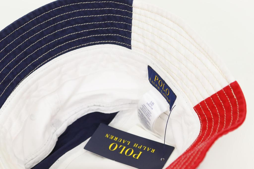 (Поло Ральф Лорен) Мужская и женская триколорная хлопковая шляпа-ведро сафари с принтом логотипа 01080015-LXL-MULTI [Б/у]