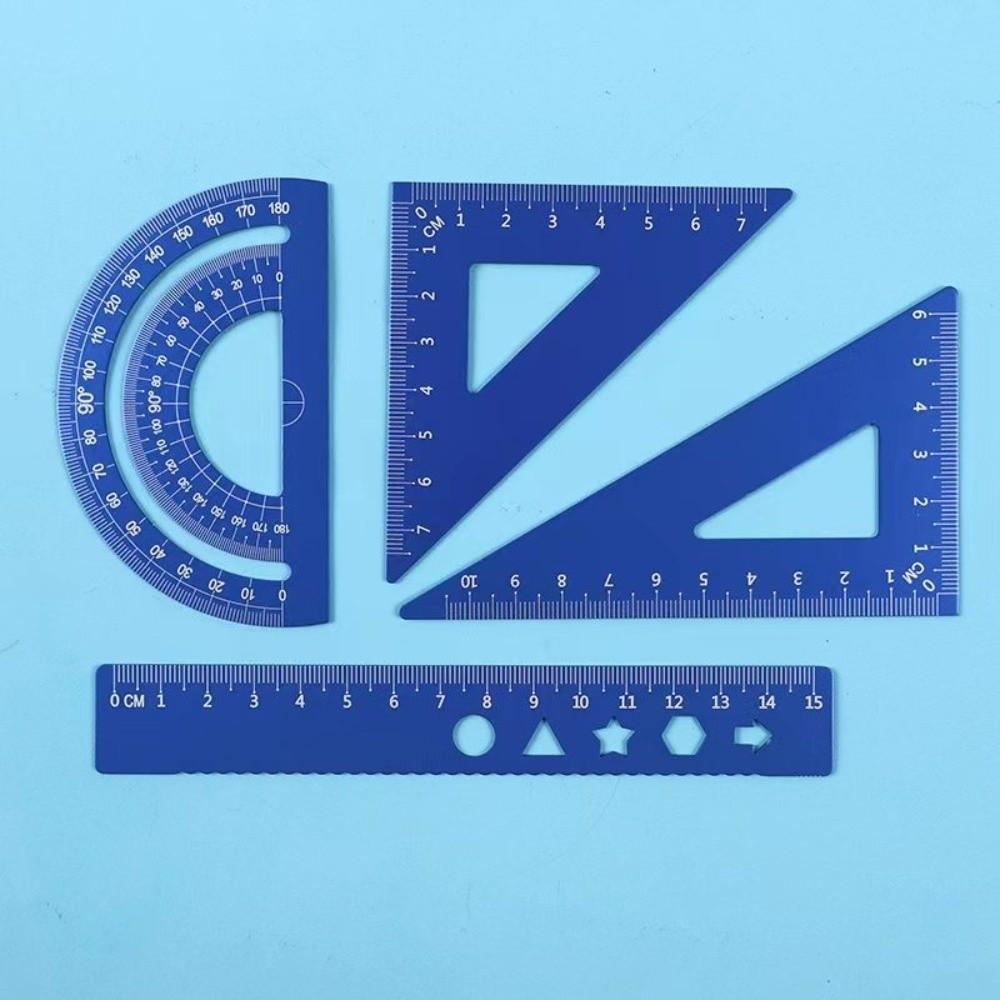 Triangle Ruler Metal Ruler Set Protractor Student Geometry Set Maths Drawing Kit Kids Learning